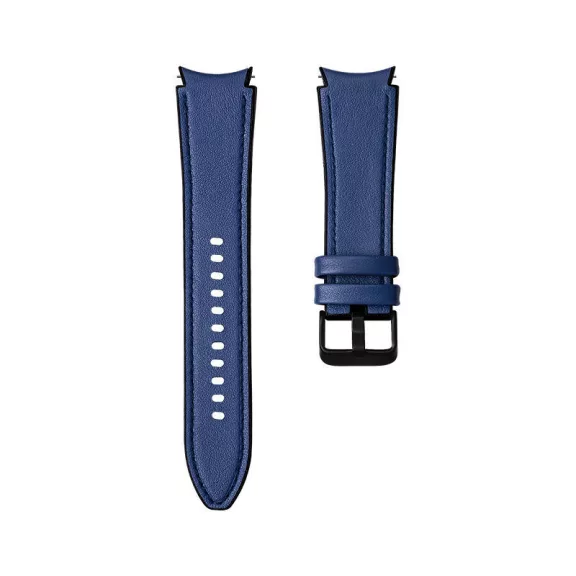MYBANDZ Ívelt belül szilikon kívül bőr óraszíj Samsung Galaxy Watch 4-5-6-7 - /kék/ 20mm