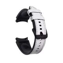   MYBANDZ Ívelt belül szilikon kívül bőr óraszíj Samsung Galaxy Watch 4-5-6-7- /fehér/ 20mm