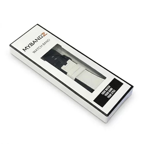 MYBANDZ Ívelt belül szilikon kívül bőr óraszíj Samsung Galaxy Watch 4-5-6-7- /fehér/ 20mm