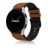MYBANDZ Ívelt belül szilikon kívül bőr óraszíj Samsung Galaxy Watch 4-5-6-7 - /barna/ 20mm