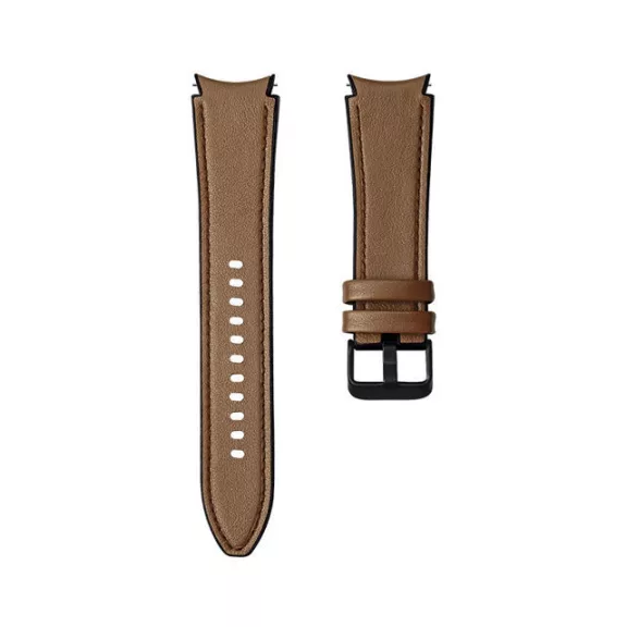 MYBANDZ Ívelt belül szilikon kívül bőr óraszíj Samsung Galaxy Watch 4-5-6-7 - /barna/ 20mm