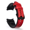 MYBANDZ Ívelt belül szilikon kívül bőr óraszíj Samsung Galaxy Watch 4-5-6-7 /piros/ 20mm