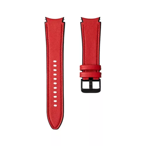 MYBANDZ Ívelt belül szilikon kívül bőr óraszíj Samsung Galaxy Watch 4-5-6-7 /piros/ 20mm