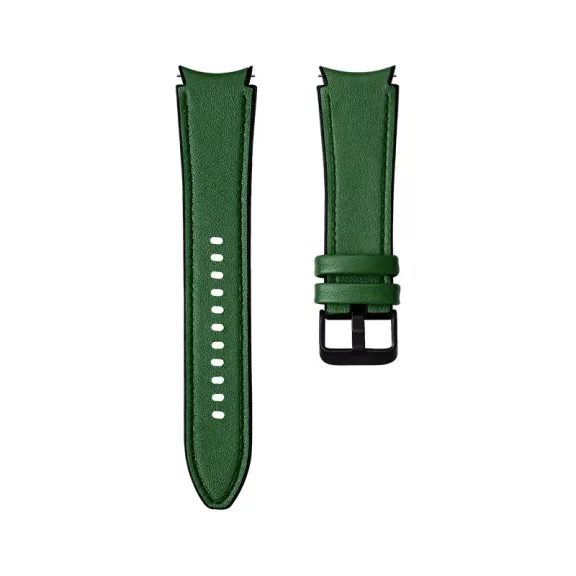 MYBANDZ Ívelt belül szilikon kívül bőr óraszíj Samsung Galaxy Watch 4-5-6-7 - /zöld/ 20mm