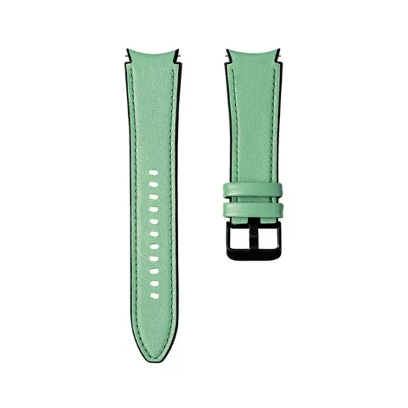 MYBANDZ Ívelt belül szilikon kívül bőr óraszíj Samsung Galaxy Watch 4-5-6-7 - /világos zöld/ 20mm