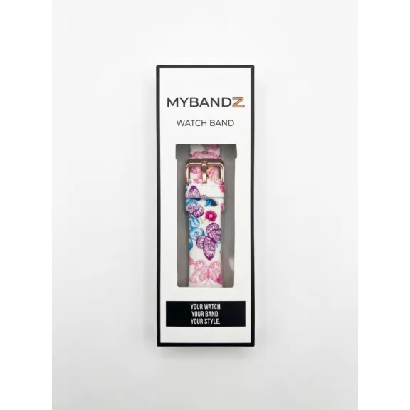 MYBANDZ Szilikon óraszíj rosegold csattal (pillangó mintás) / 20mm