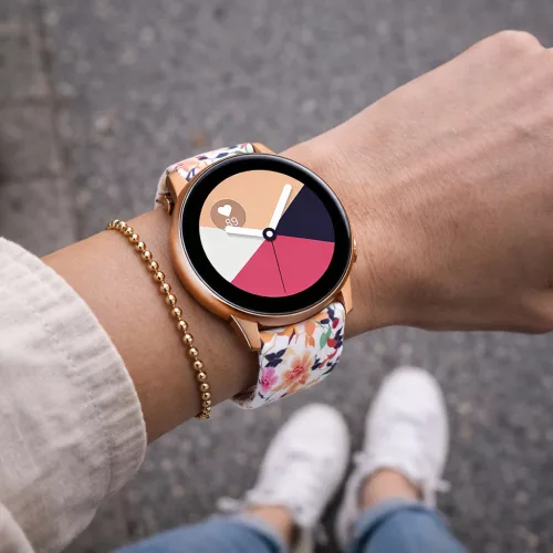 MYBANDZ Szilikon óraszíj rosegold csattal (virágmintás) / 20mm