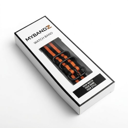 MYBANDZ Szövet óraszíj /fekete-narancs/ 22mm