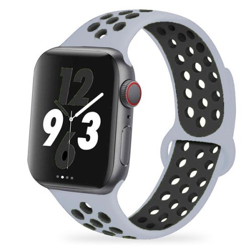 Apple Watch lélegző szilikon óraszíj /szürke-fekete/ 38/40/41 mm
