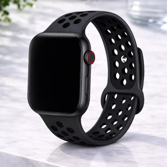 Apple Watch lélegző szilikon óraszíj /fekete/ 44/45/46/49 mm