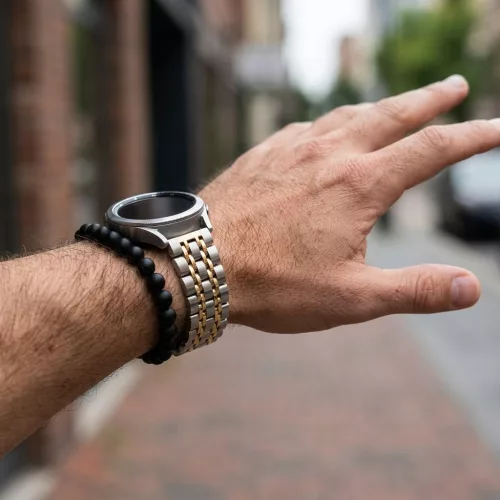 MYBANDZ Jubilee láncszemes fém óraszíj - ezüst-arany/ 20mm