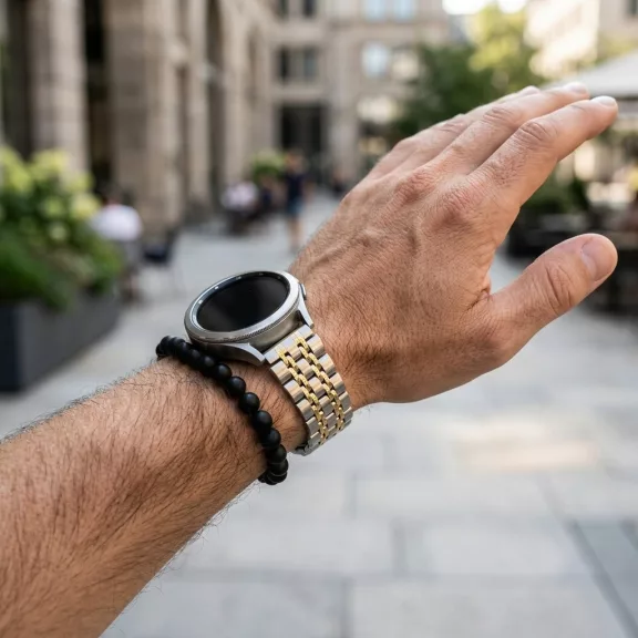 MYBANDZ Pearlmaster láncszemes fém óraszíj - ezüst-rosegold/ 20mm