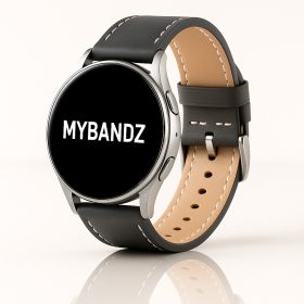   MYBANDZ Elegáns bőróraszíj - szürke - ezüst csattal/ 22mm