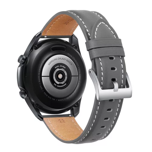 MYBANDZ Elegáns bőróraszíj - szürke - ezüst csattal/ 22mm