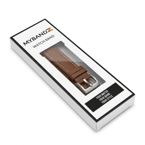 MYBANDZ Elegáns bőróraszíj - barna - ezüst csattal/ 22mm