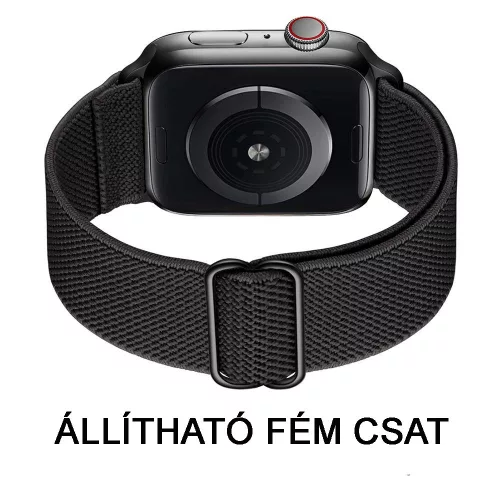 Apple Watch állítható rugalmas szövet óraszíj /fekete/ 44/45/46/49 mm