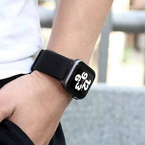 Apple Watch állítható rugalmas szövet óraszíj /fekete/ 44/45/46/49 mm