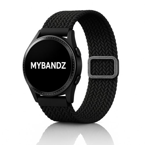MYBANDZ Állítható elasztikus szövet óraszíj / fekete / 22mm