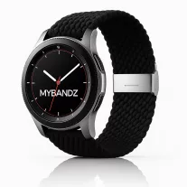   MYBANDZ Állítható fonott szövet óraszíj / fekete / 22mm