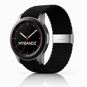   MYBANDZ Állítható fonott szövet óraszíj / fekete / 22mm