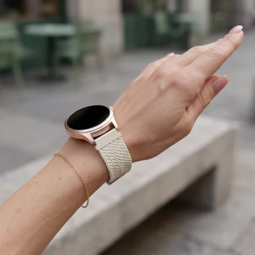 MYBANDZ Állítható fonott szövet óraszíj /bézs/ 22mm