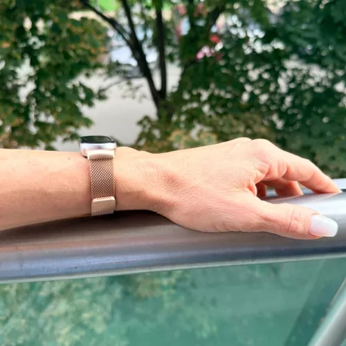 Xiaomi Smart Band 8/9/10 - Milánói mágneses fém óraszíj - rosegold