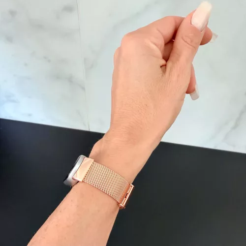 Xiaomi Smart Band 8/9/10 - Csatos milánói fém óraszíj - rosegold
