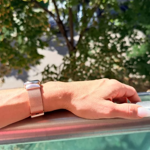 Xiaomi Smart Band 8/9/10 - Csatos milánói fém óraszíj - rosegold