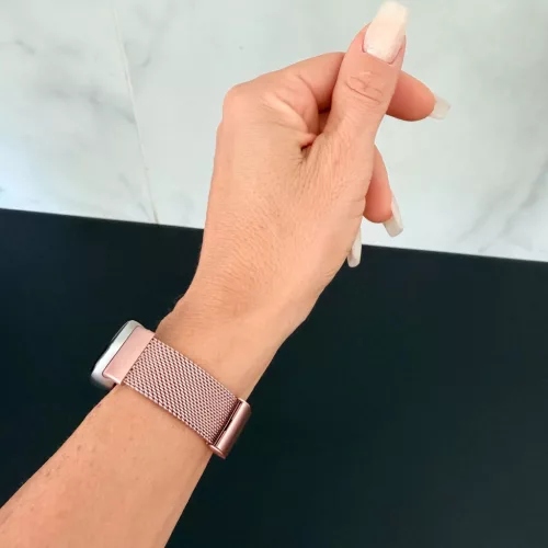 Xiaomi Smart Band 8/9/10 - Csatos milánói fém óraszíj - pink-arany