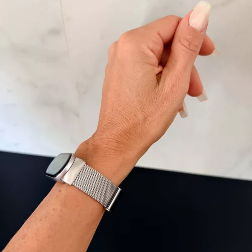 Xiaomi Smart Band 8/9/10 - Csatos milánói fém óraszíj - ezüst
