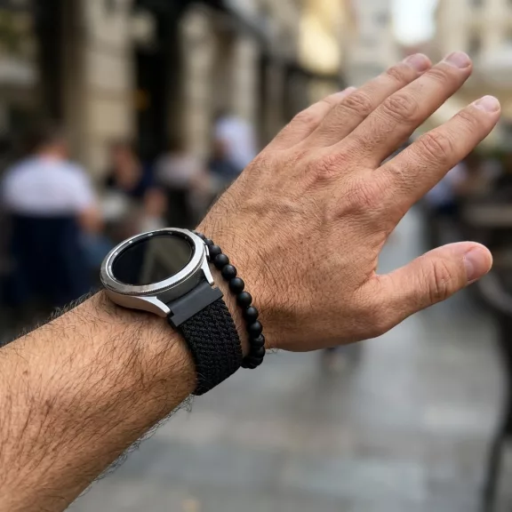 MYBANDZ Állítható elasztikus szövet óraszíj / fekete / 20mm