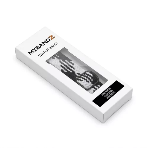 MYBANDZ Állítható elasztikus szövet óraszíj /fekete-fehér/ 20mm