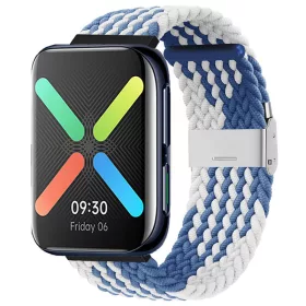   MYBANDZ Állítható fonott szövet óraszíj /kék-fehér/ 20mm