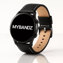 MYBANDZ Elegáns fekete bőróraszíj ezüst csattal / 20mm