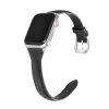 Apple Watch vékony bőróraszíj /fekete/ - ezüst csattal 38/40/41 mm