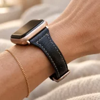   Apple Watch vékony bőróraszíj /fekete/ - ezüst csattal 40/41 és 42mm