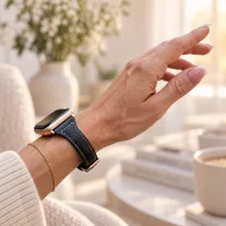   Apple Watch vékony bőróraszíj /fekete/ - ezüst csattal 40/41 és 42mm