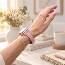   Apple Watch vékony bőróraszíj /púder/ - ezüst csattal 40/41 és 42mm