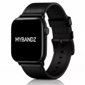   Apple Watch kívül bőr belül szilikon óraszíj /fekete/ 44/45/46/49 mm