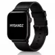 Apple Watch kívül bőr belül szilikon óraszíj /fekete/ 44/45/46/49 mm