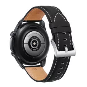  MYBANDZ Elegáns bőróraszíj - fekete - ezüst csattal/ 22mm