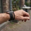 MYBANDZ Elegáns bőróraszíj - fekete - ezüst csattal/ 22mm