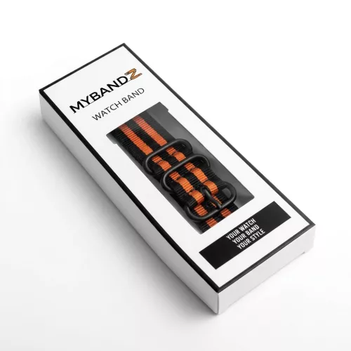 MYBANDZ Szövet óraszíj /fekete-narancs/ 20mm