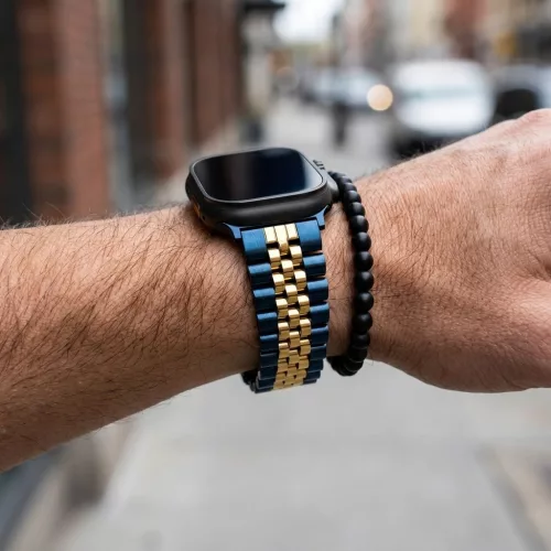 Apple Watch Jubilee láncszemes fém óraszíj /kék-arany/ 40/41 és 42mm