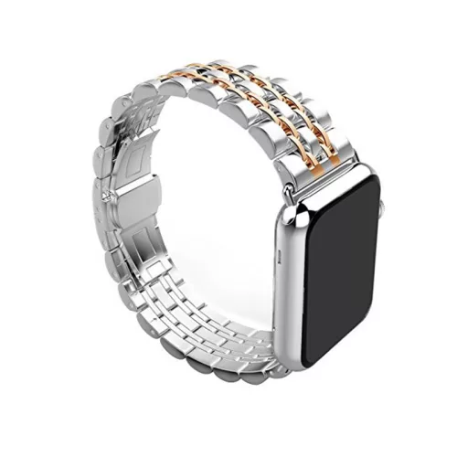 Apple Watch "Pearlmaster" láncszemes fém óraszíj /ezüst-rosegold/ 40/41 és 42mm