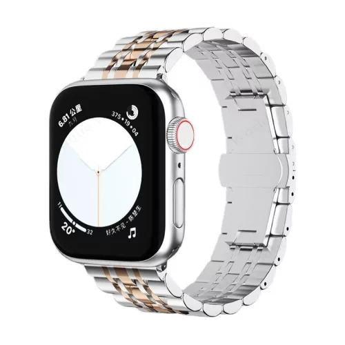 Apple Watch "Pearlmaster" láncszemes fém óraszíj /ezüst-rosegold/ 40/41 és 42mm