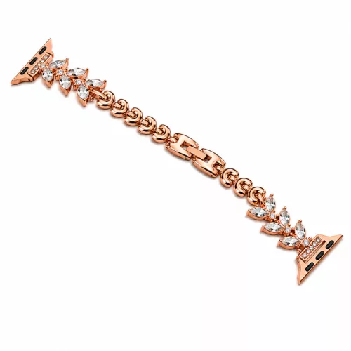 Apple Watch Crystal Bloom láncszemes fém óraszíj /rosegold/ 44/45/46/49 mm