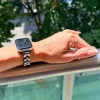 Apple Watch Crystal Bloom láncszemes fém óraszíj /fekete/ 44/45/46/49 mm