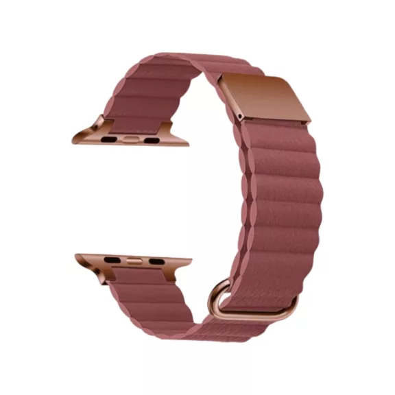 Apple Watch mágneses bőróraszíj fém csattal /rózsaszínes-bézs/ 40/41 és 42 mm