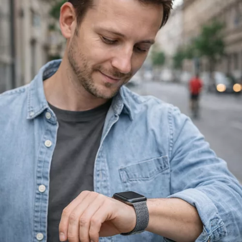 Apple Watch két részes mágneses szövet pánt /fekete/ 40/41 és 42mm